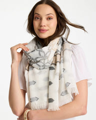 Neutral Neutral Paisley Polka Dot Oblong Scarf