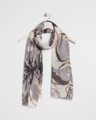 Neutral Foiled Floral Oblong Scarf