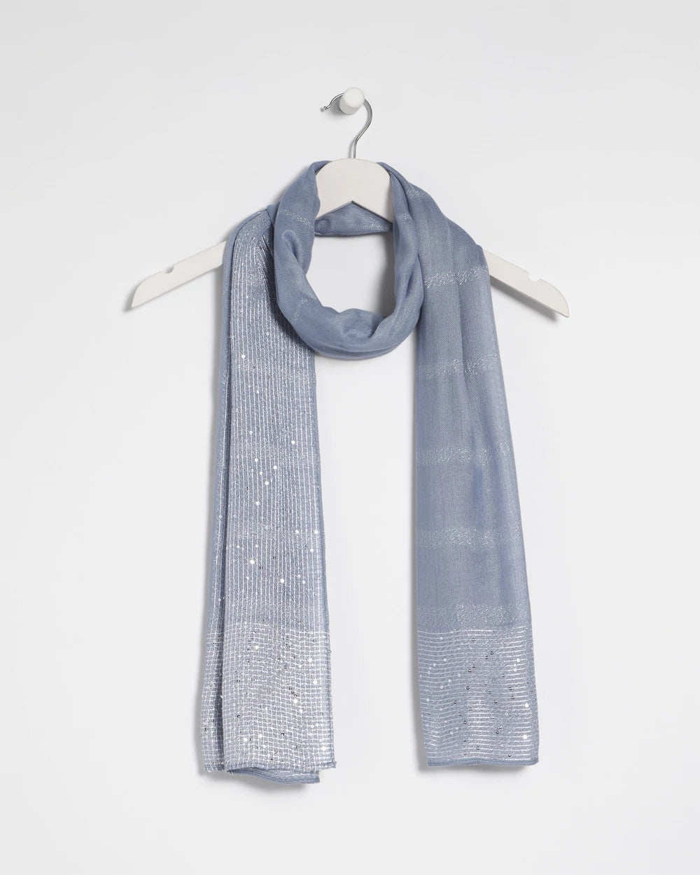 Blue Lurex Trim Oblong Scarf
