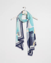 Passport Blue Artisanal Patch Oblong Scarf