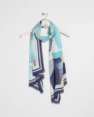 Passport Blue Artisanal Patch Oblong Scarf