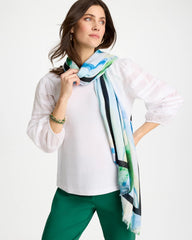Amparo Blue Blooming Brush Oblong Scarf