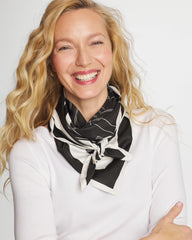 Black Graphic Stitch Square Scarf
