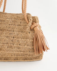 Natural Chico's x Romi Boho 4-Tassel Tote
