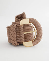 Taupe Satin Stretch Metal Belt