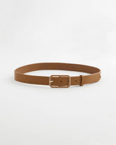Brown Cognac Enamel Buckle Trouser Belt