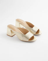 Gold Vinia Metallic Rope Block Heels
