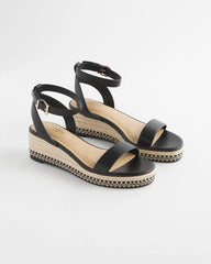 Black Brielle Espadrille Wedge Sandals