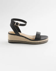 Black Brielle Espadrille Wedge Sandals