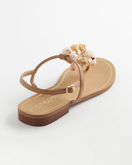 Natural Beach Seashell T-Strap Sandals