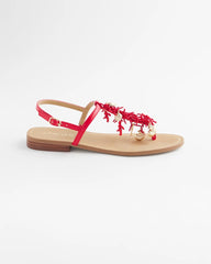 Red Coral Beach T-Strap Sandals