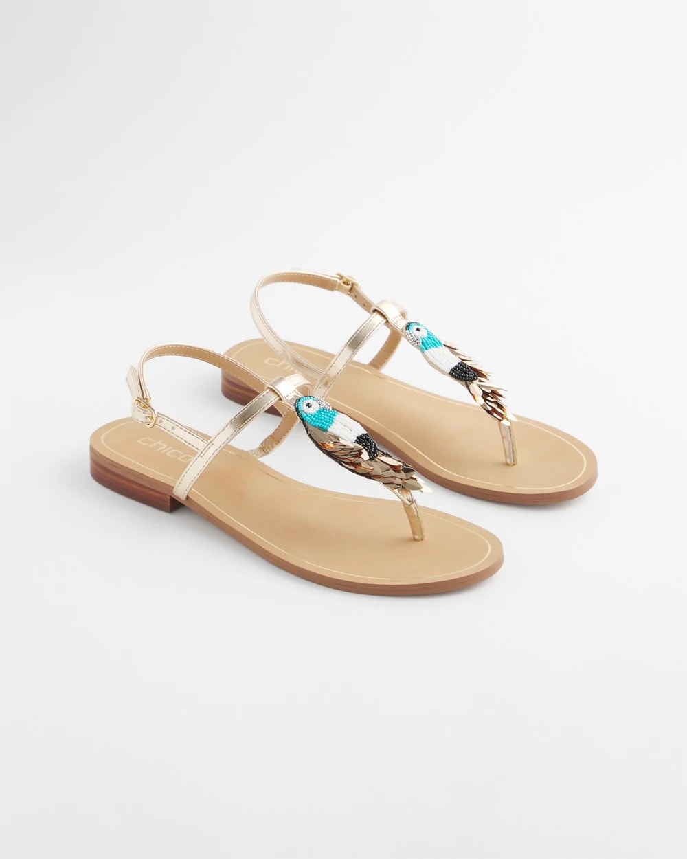 Multi Beach Parrot T-Strap Sandals