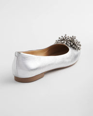 Metallic Omega Beaded Ballet Flats