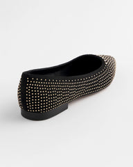 Black Suede Studded Flats