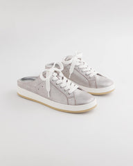 Metallic Silver Metallic Snap Slip-On Sneakers