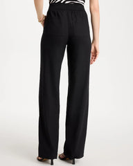 Black Pull-On Wide-Leg Linen Pants