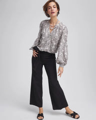 Black Belted Twill Utility Cropped Pants