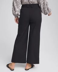 Black Belted Twill Utility Cropped Pants