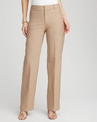Cattail Brown Petite Cotton Straight-Leg Trousers