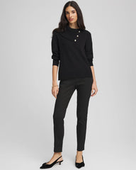 Black Brigitte™ Slim Ankle Jacquard Pants