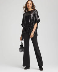 Black Crepe Flared Trouser Pants