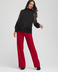 Carmine Red Emme Wide-Leg Trouser Ponte Pants