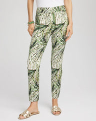 Ecru Brigitte™ Slim Ankle Palm-Print Pants