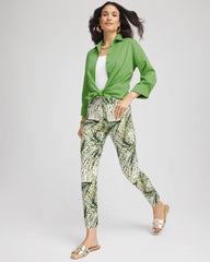 Ecru Brigitte™ Slim Ankle Palm-Print Pants
