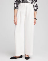 Ecru Crepe Pleated Relaxed Pants