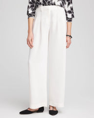 Ecru Crepe Pleated Relaxed Pants