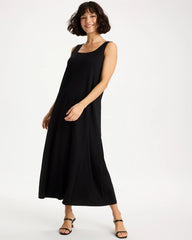 Black Ponte Seamed Maxi Dress
