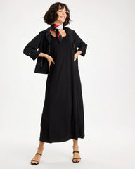 Black Ponte Seamed Maxi Dress