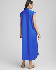 Rich Cobalt Petite Popover Poplin Maxi Dress