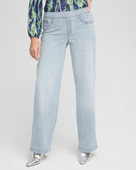 Delphinia Indigo Petite Pull-On Wide-Leg Jeans