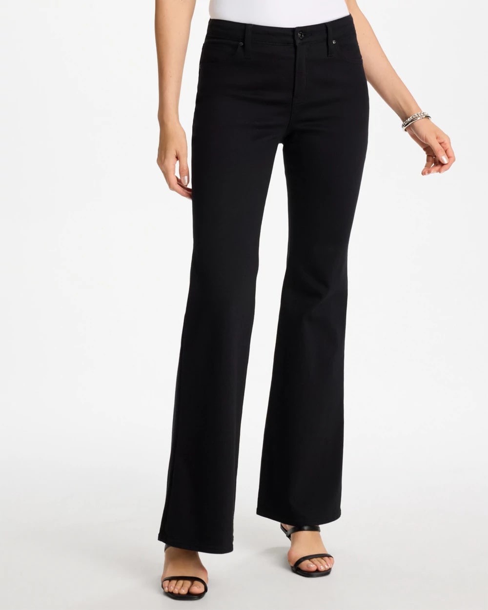 Black Petite Girlfriend Flared Leg Jeans
