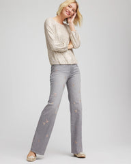 Le Havre Wash Rose Gold Embellished Girlfriend Flared Jeans