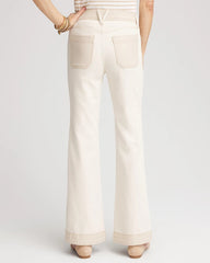 Neutral Colorblock Wide Flare Jeans