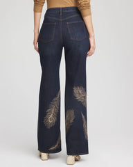 Marconi Indigo Embellished High-Rise Wide-Leg Jeans