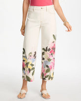 Sea Salt Printed Pull-On Wide Crop Jeans