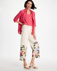 Sea Salt Printed Pull-On Wide Crop Jeans