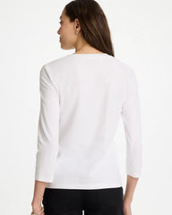 Black Printed Cotton Stretch 3/4 Sleeve Tee
