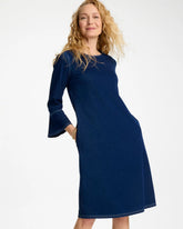 Indigo Bell Sleeve Knit Denim Dress