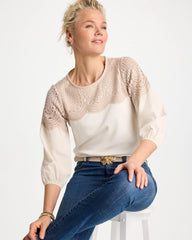 Ecru Lace Crochet Sleeve Tee