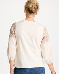 Ecru Lace Crochet Sleeve Tee