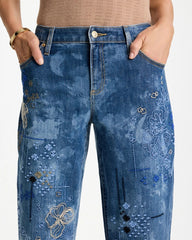 Daphne Indigo Relaxed Embroidered Boyfriend Jean