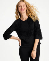 Black Soutache Elbow Sleeve Tee