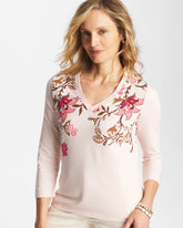 Siesta Rose Stretch-Cotton 3/4 Sleeve Perfect Tee