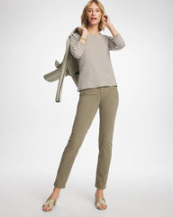 Lichen Striped Ribbed Button Crewneck Tee