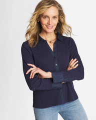 Passport Blue Collared Rib Mix Henley