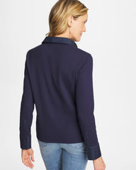 Passport Blue Collared Rib Mix Henley